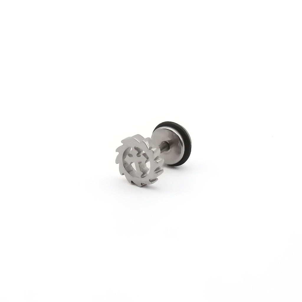 Stainless Steel Cross Gear Fake Plug Earring-Fake Plugs-3-Glitters