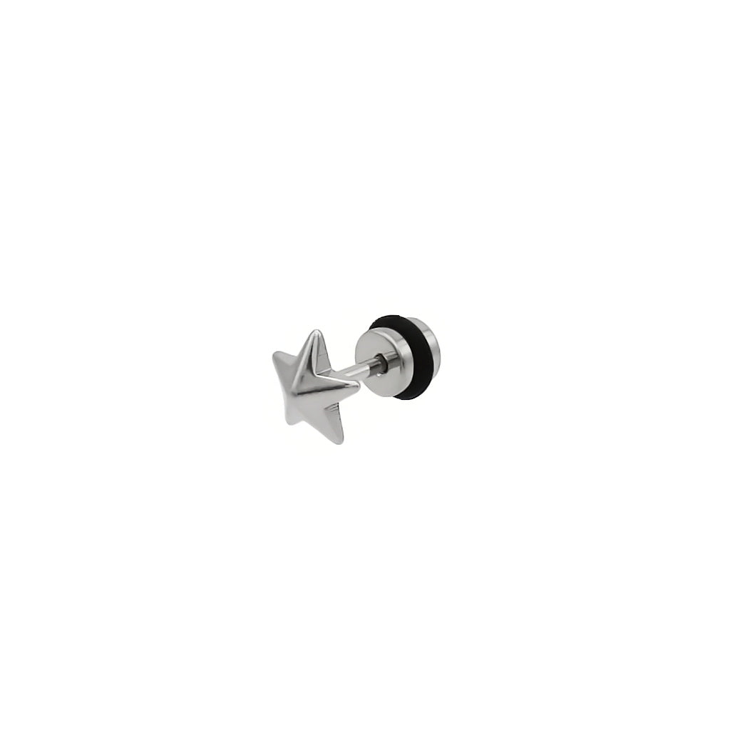 Stainless Steel 3D Star Cheater Plug Earring