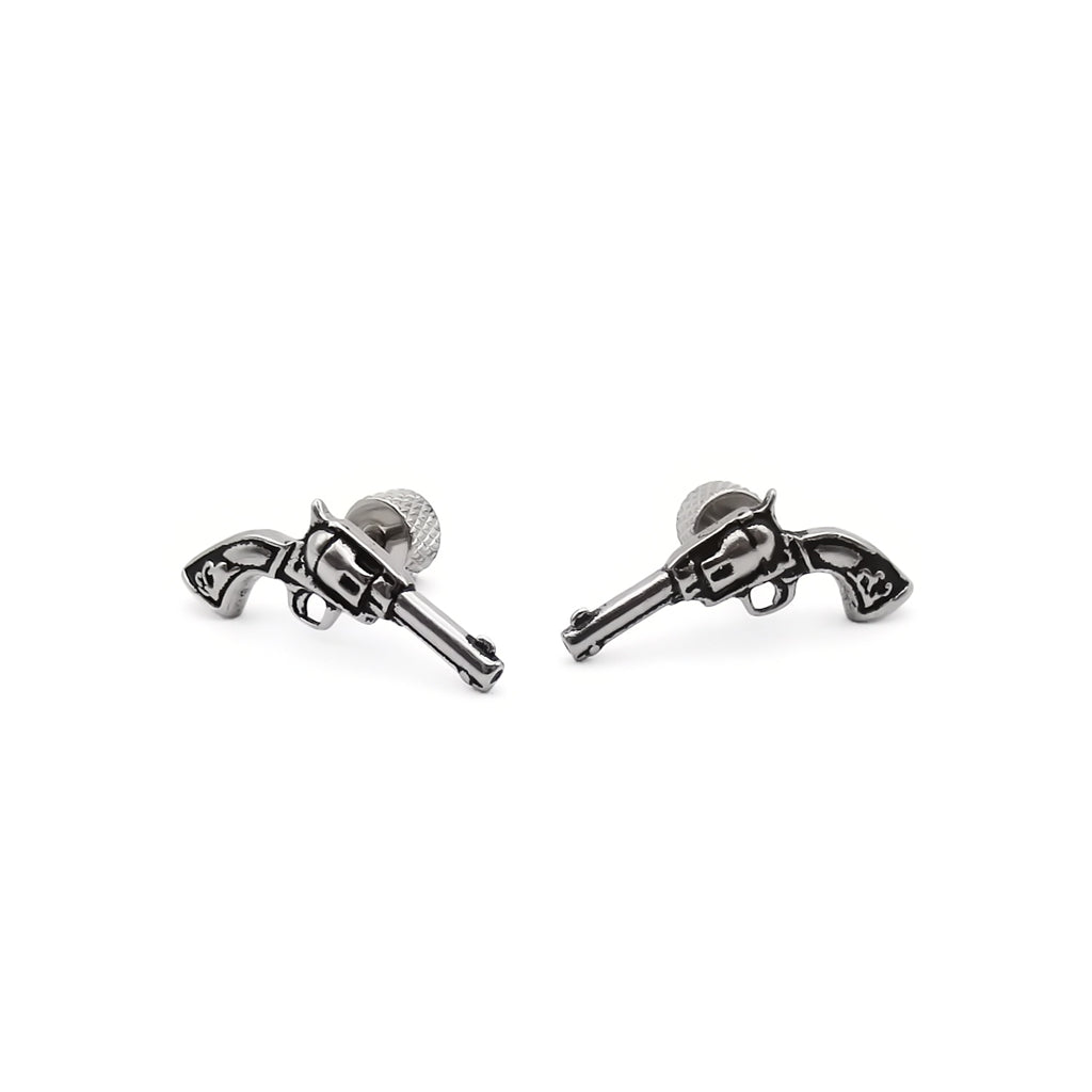 Stainless Steel Gun Revolver Fake Plug Earring