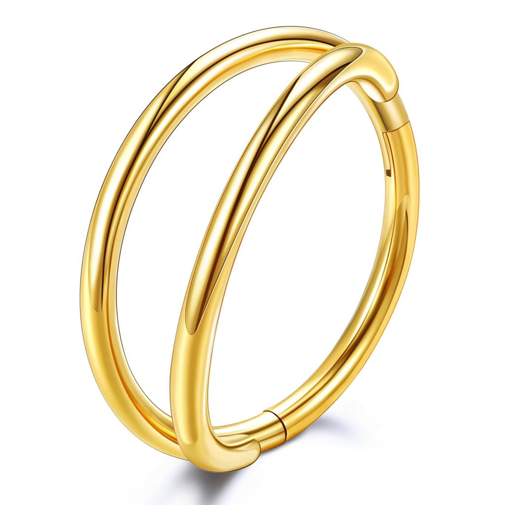 Two Lines Hinged Segment Nose Hoop Rings