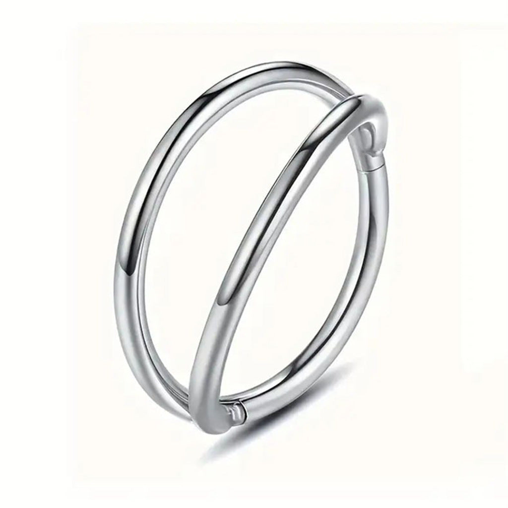 Two Lines Hinged Segment Nose Hoop Rings