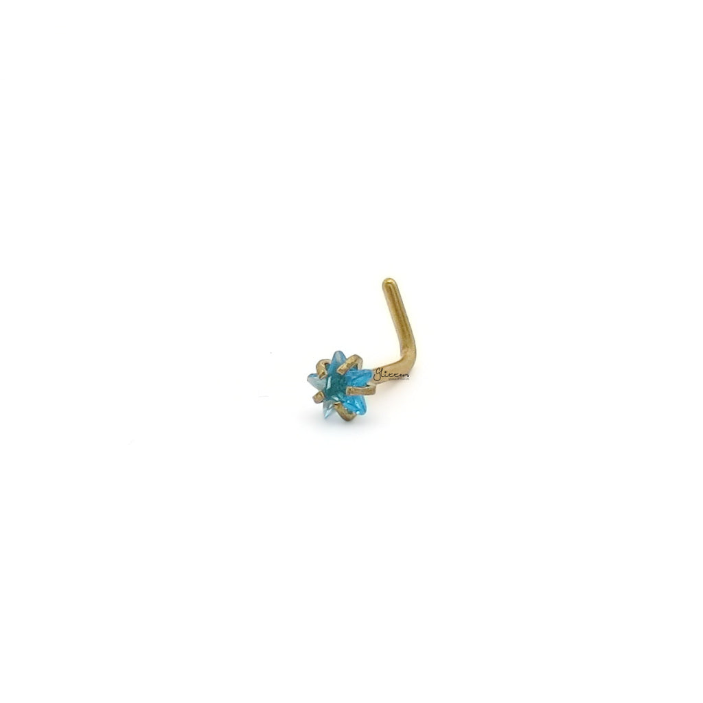3mm Aqua Star C.Z L Bend Nose Stud