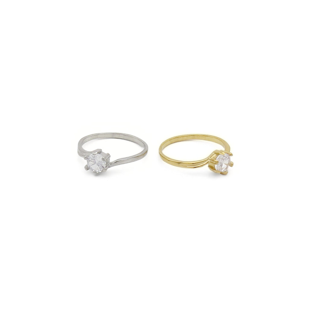 Stainless Steel Solitaire Ring with Round CZ Stone - Silver