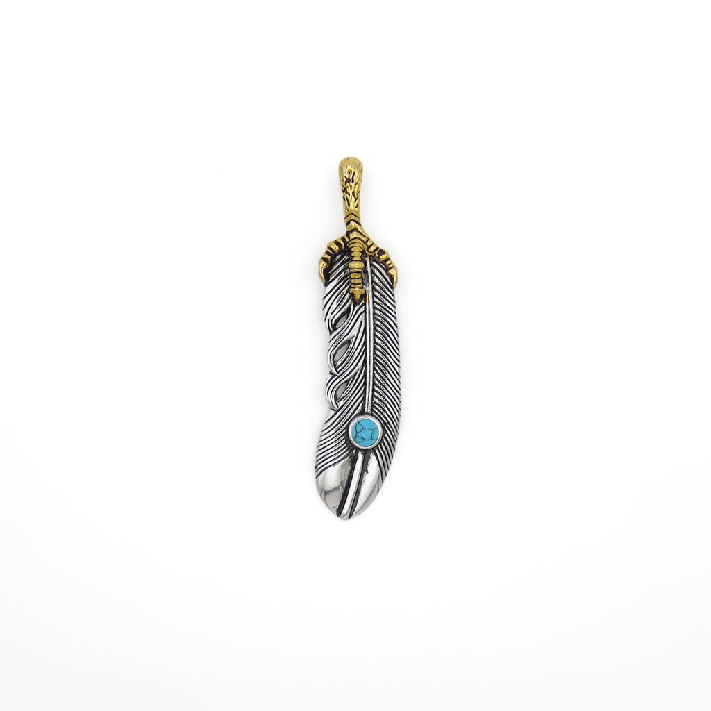 Stainless Steel Claw and Feather Pendant-Pendants-1-Glitters
