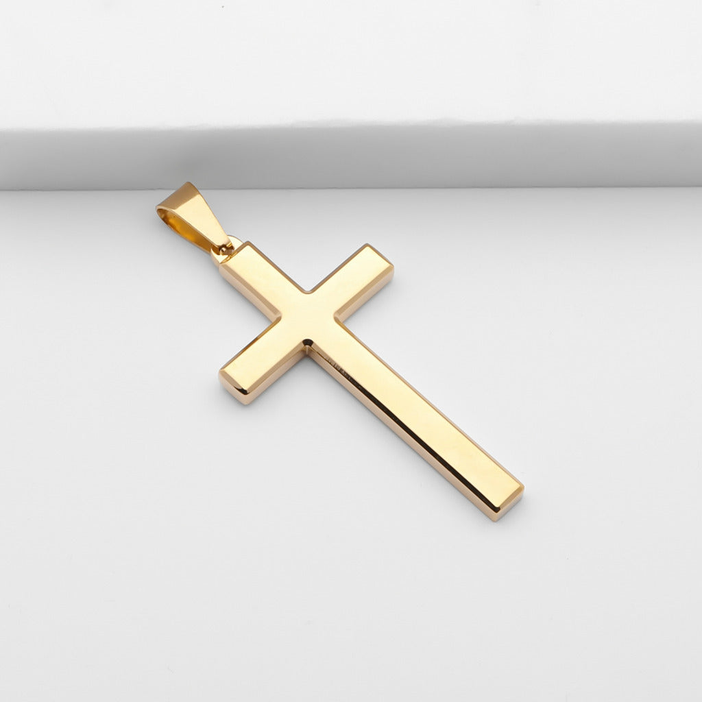 Glossy Mirror Polished Plain Cross Pendant - Gold-Pendants-3-Glitters