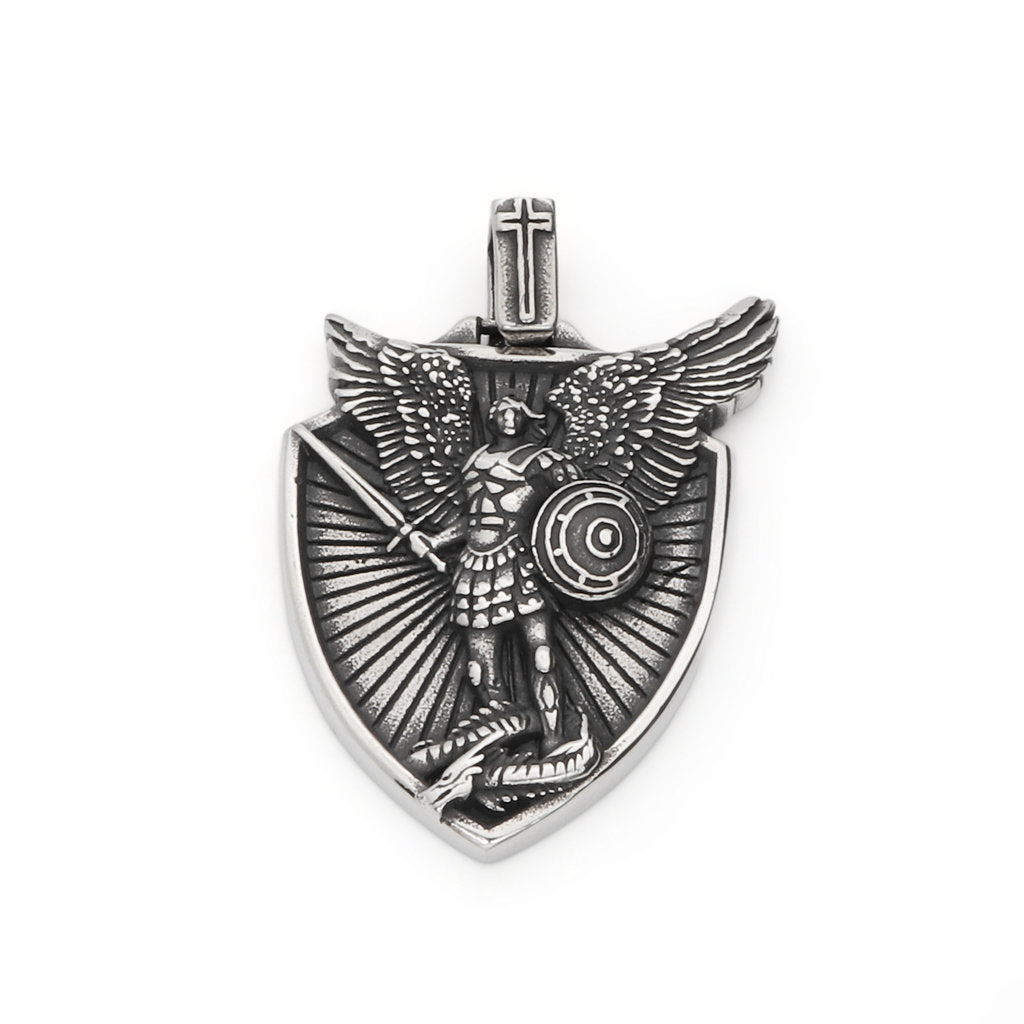 Stainless Steel Archangel St Michael Dragon Wings Pendant-Pendants-1-Glitters