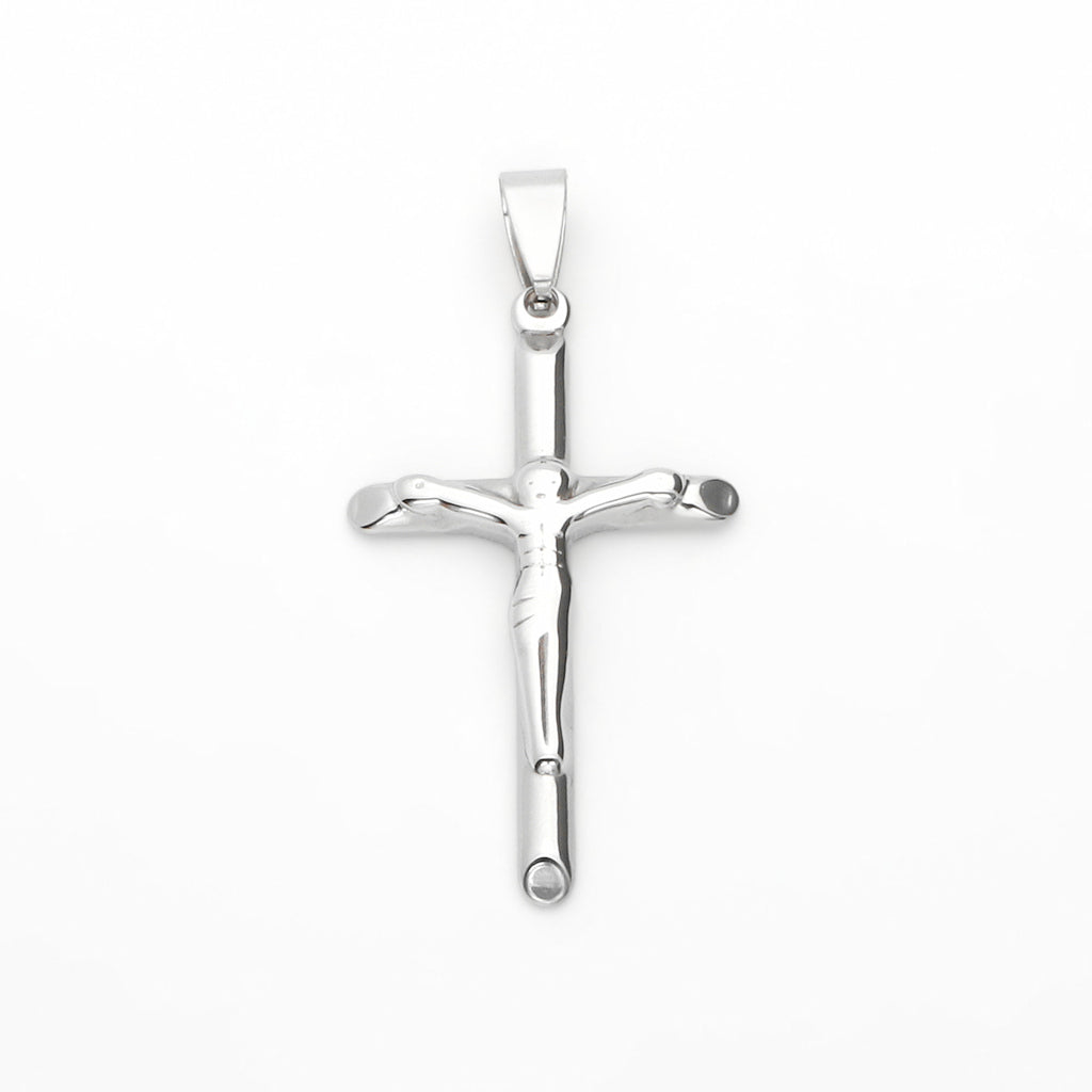 Stainless Steel Crucifix Cross Pendant - Silver-Pendants-1-Glitters