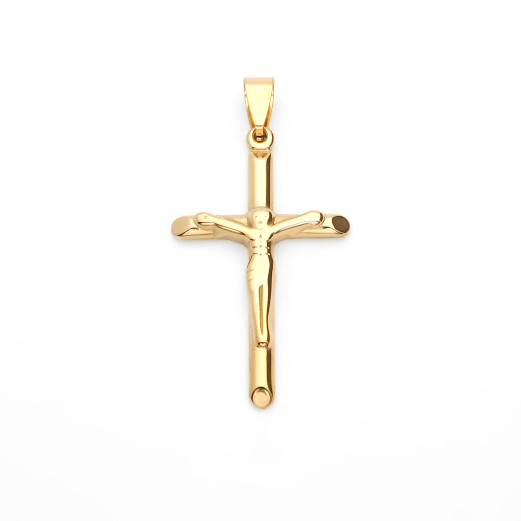 Stainless Steel Crucifix Cross Pendant - Gold-Pendants-1-Glitters