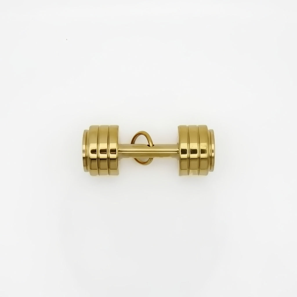Stainless Steel Dumbbell Pendant - Gold-Pendants-1-Glitters
