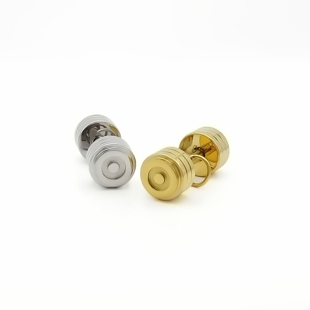 Stainless Steel Dumbbell Pendant - Gold-Pendants-2-Glitters