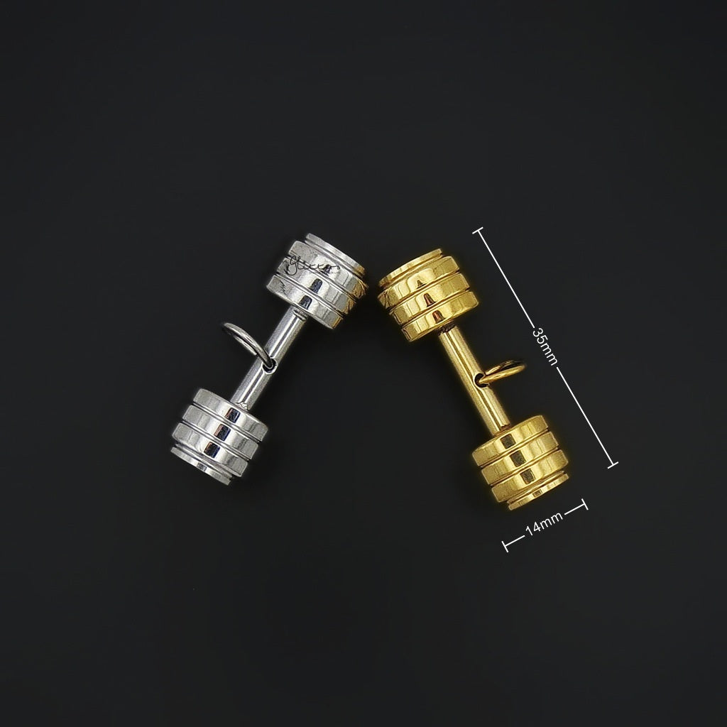 Stainless Steel Dumbbell Pendant - Gold-Pendants-3-Glitters