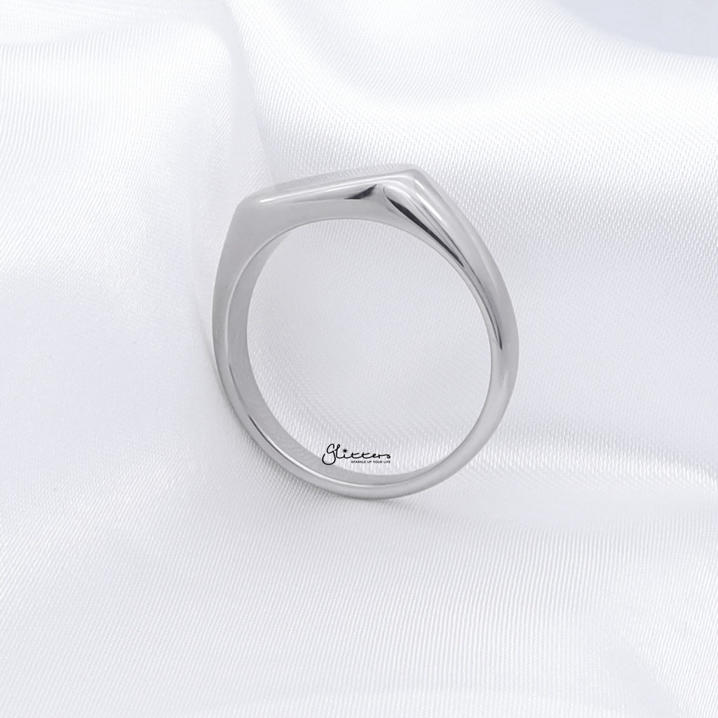 Stainless Steel Rectangle Signet Ring - Silver-Stainless Steel Rings-3-Glitters