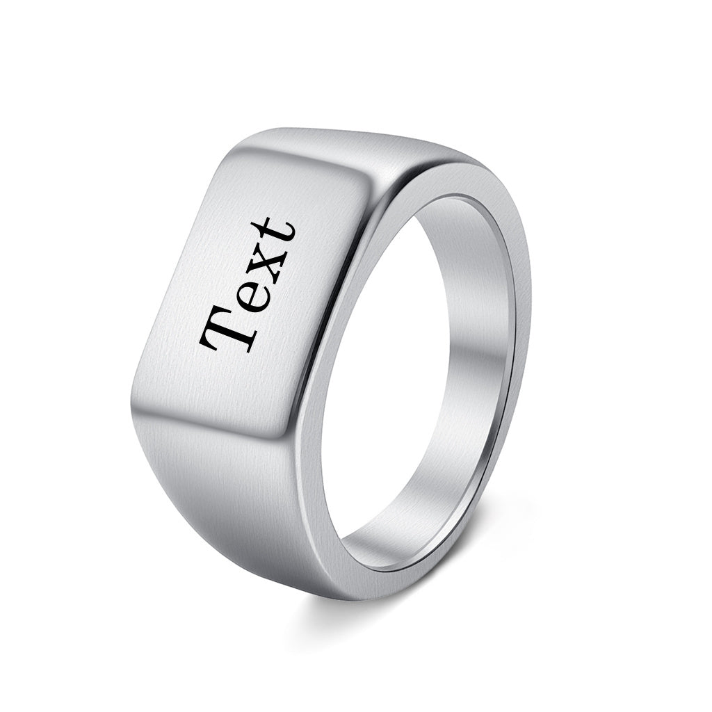 Personalised Stainless Steel Geometric Signet Rings