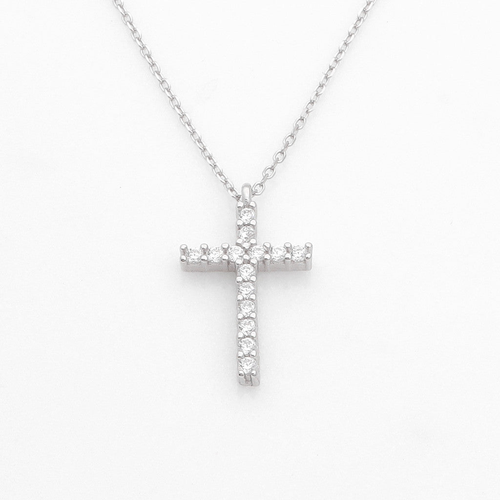 Sterling Silver Cross Charms Necklace - Silver-Sterling Silver Necklaces-1-Glitters