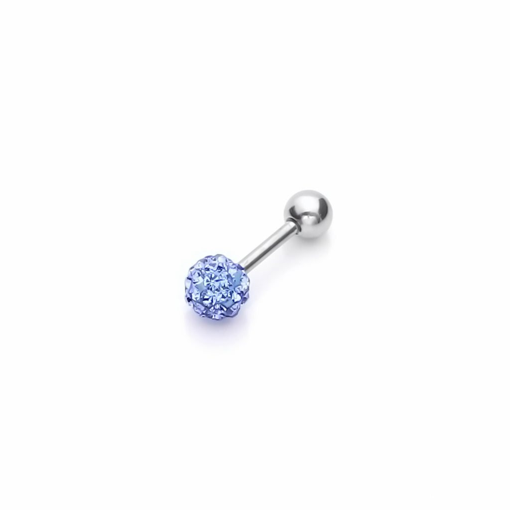 Ferido Crystal Disco Ball Top Tragus Barbell - Blue-Tragus | Cartilage | Daith | Conch-1-Glitters