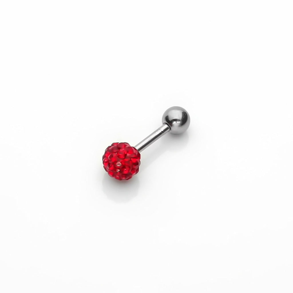Ferido Crystal Disco Ball Top Tragus Barbell - Red-Tragus | Cartilage | Daith | Conch-1-Glitters