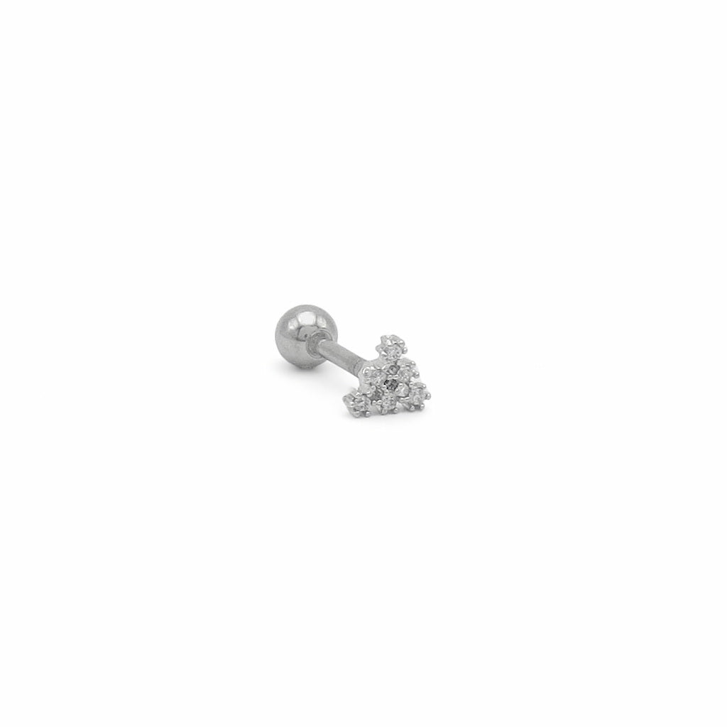 C.Z Paved Triangle Tragus Cartilage Earring - Ball End | Flat Back-Tragus | Cartilage | Daith | Conch-3-Glitters