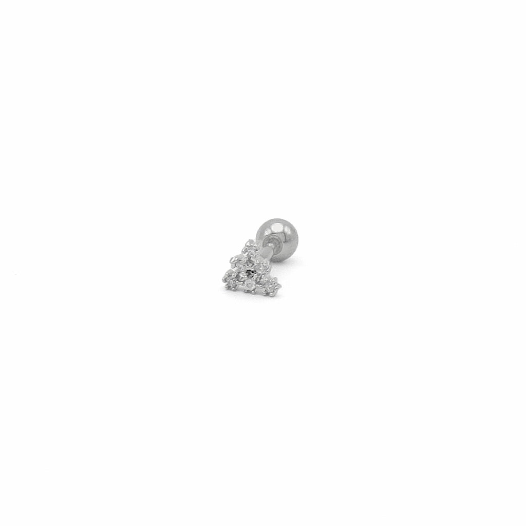 C.Z Paved Triangle Tragus Cartilage Earring - Ball End | Flat Back-Tragus | Cartilage | Daith | Conch-1-Glitters