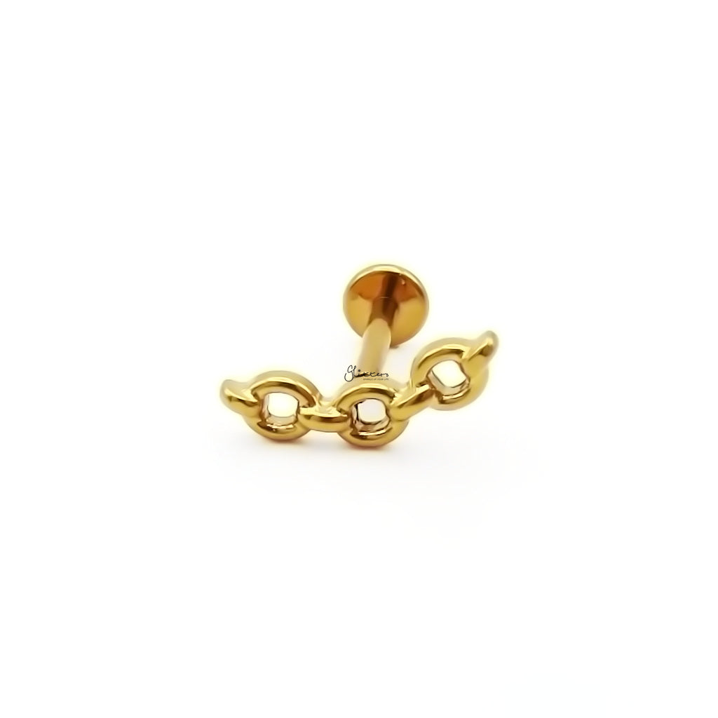 Chain Link Titanium Flat Back Stud Earrings-Tragus | Cartilage | Daith | Conch-5-Glitters