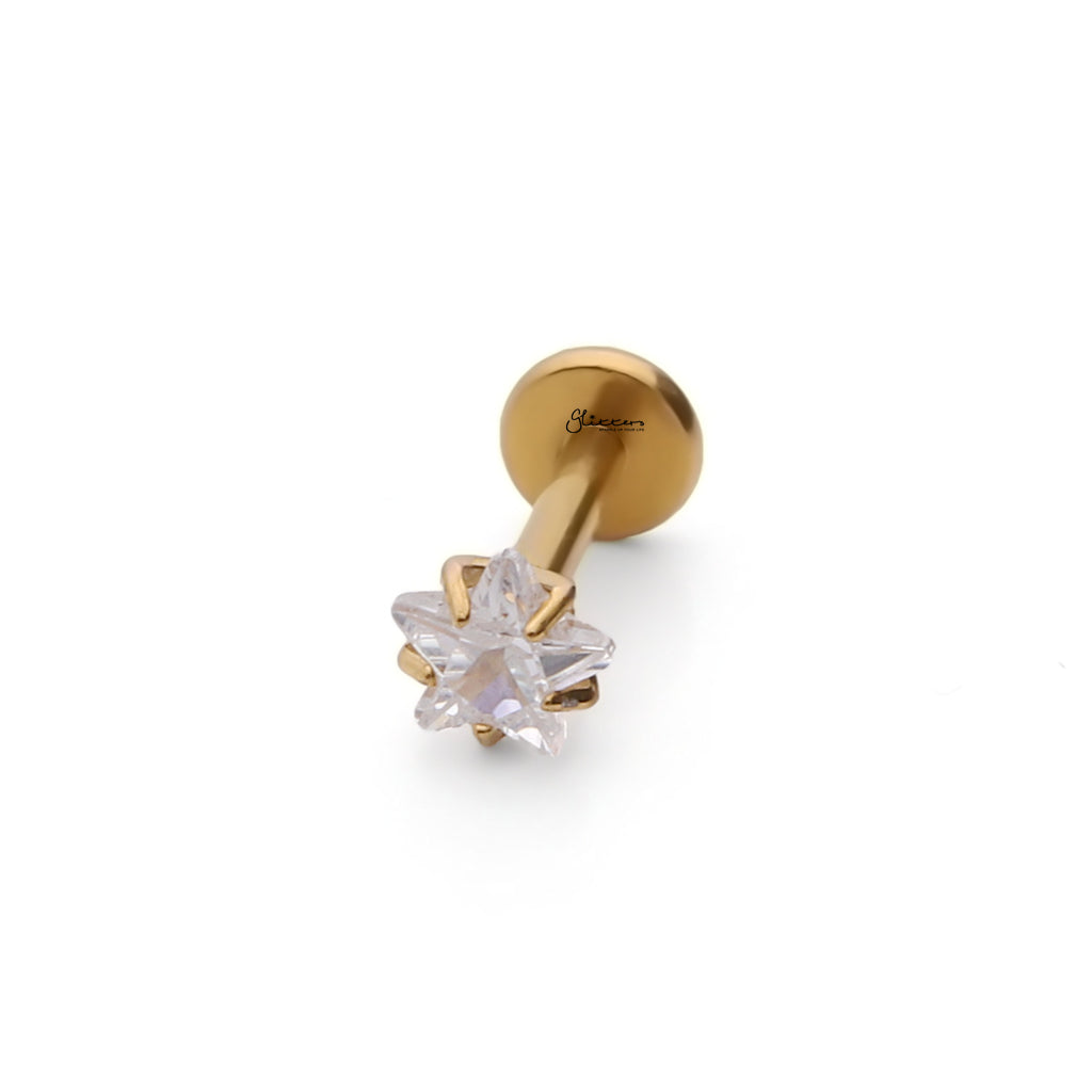 Star CZ Titanium Flat Back Stud Earrings-Tragus | Cartilage | Daith | Conch-2-Glitters