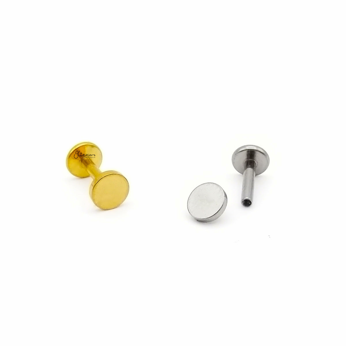 Minimalist Round Flat Disc Titanium Flat Back Stud Earring-Tragus | Cartilage | Daith | Conch-2-Glitters