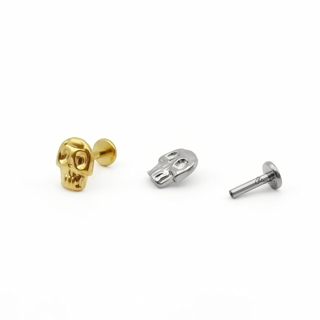 Skull Titanium Flat Back Stud Earring-Tragus | Cartilage | Daith | Conch-3-Glitters