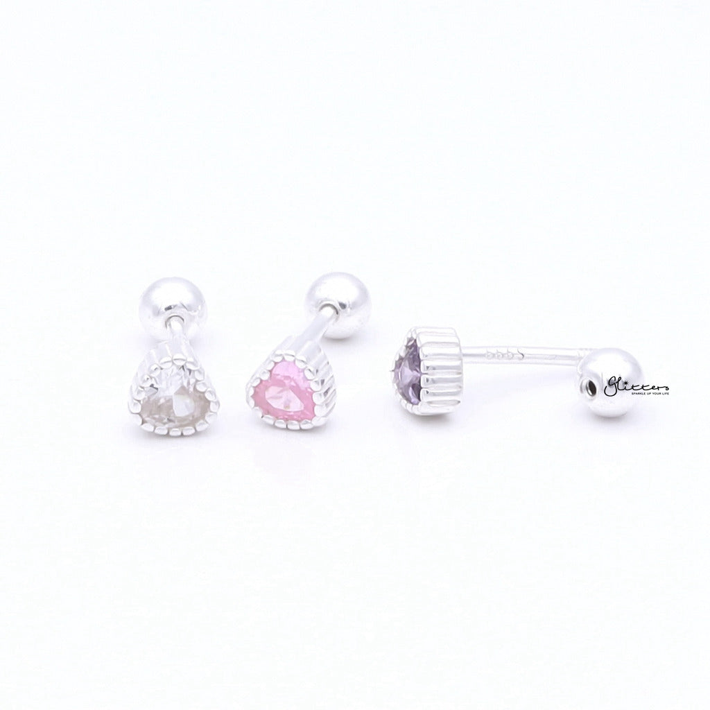 Heart CZ Cartilage Barbell Studs-Tragus | Cartilage | Daith | Conch-3-Glitters