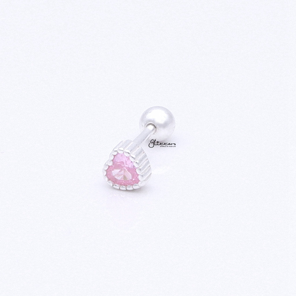 Heart CZ Cartilage Barbell Studs-Tragus | Cartilage | Daith | Conch-6-Glitters