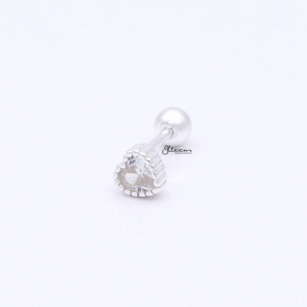 Heart CZ Cartilage Barbell Studs-Tragus | Cartilage | Daith | Conch-5-Glitters