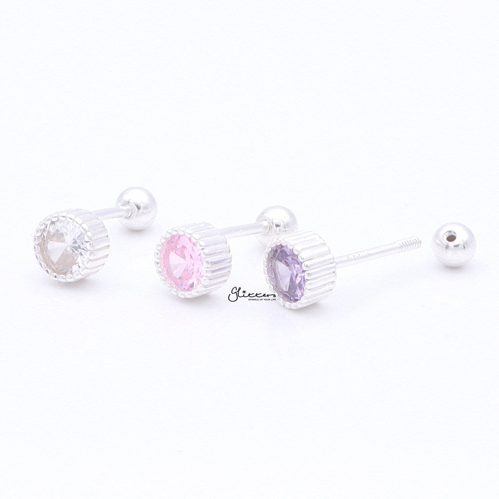 Round CZ Cartilage Barbell Studs-Tragus | Cartilage | Daith | Conch-3-Glitters