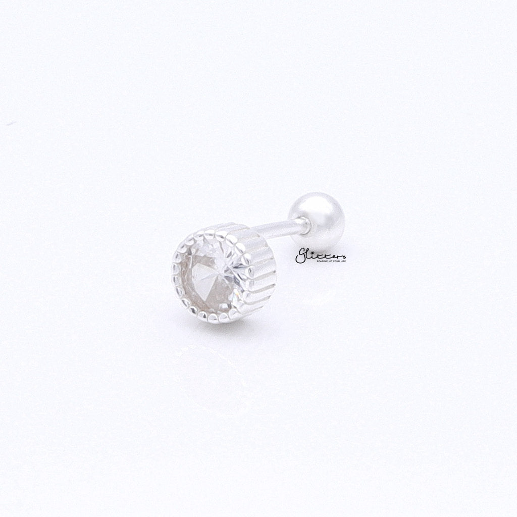 Round CZ Cartilage Barbell Studs-Tragus | Cartilage | Daith | Conch-4-Glitters