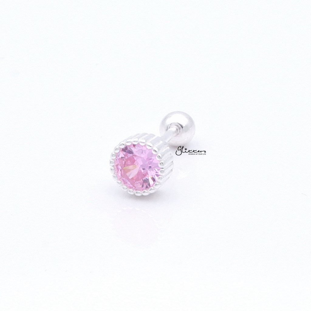 Round CZ Cartilage Barbell Studs-Tragus | Cartilage | Daith | Conch-5-Glitters
