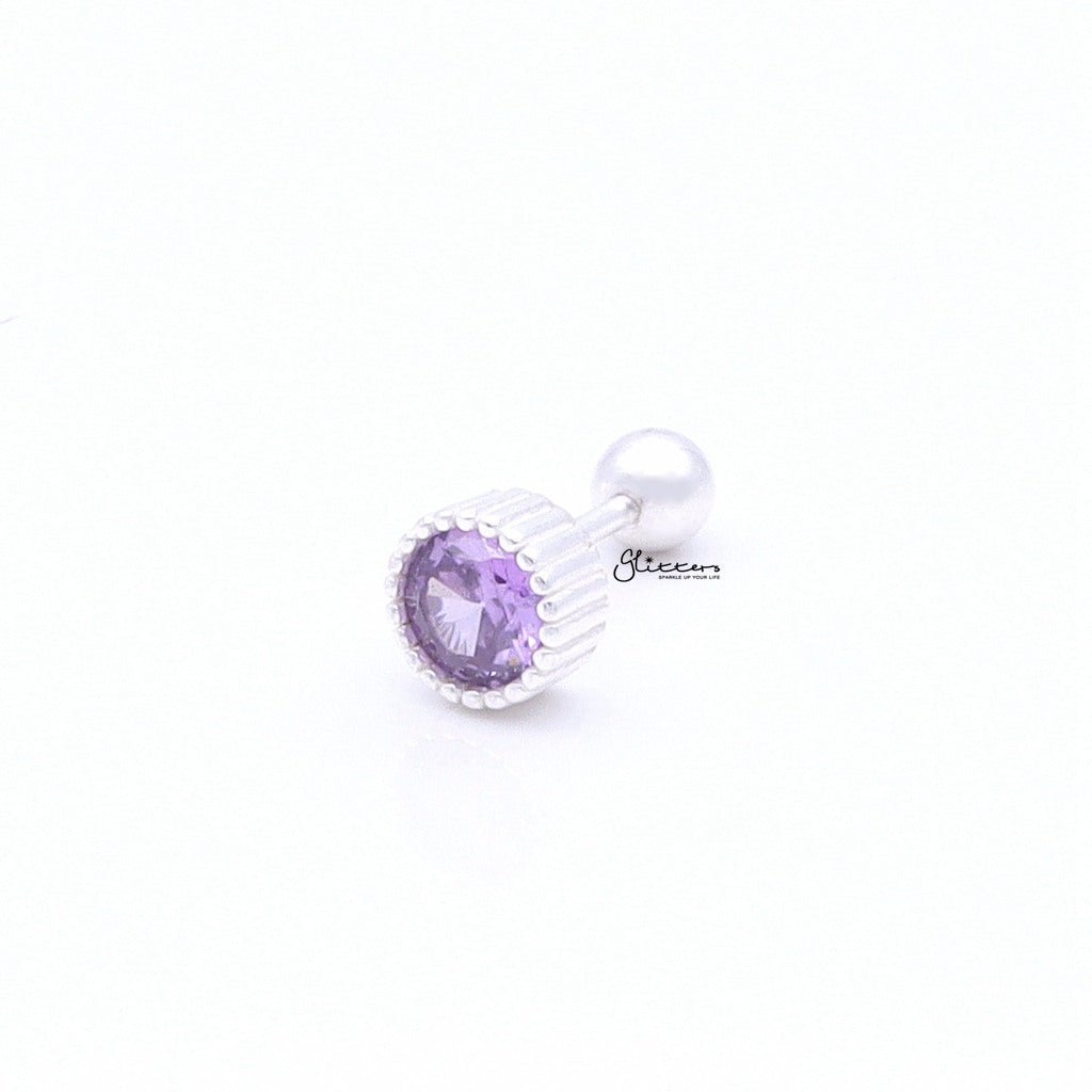 Round CZ Cartilage Barbell Studs-Tragus | Cartilage | Daith | Conch-6-Glitters