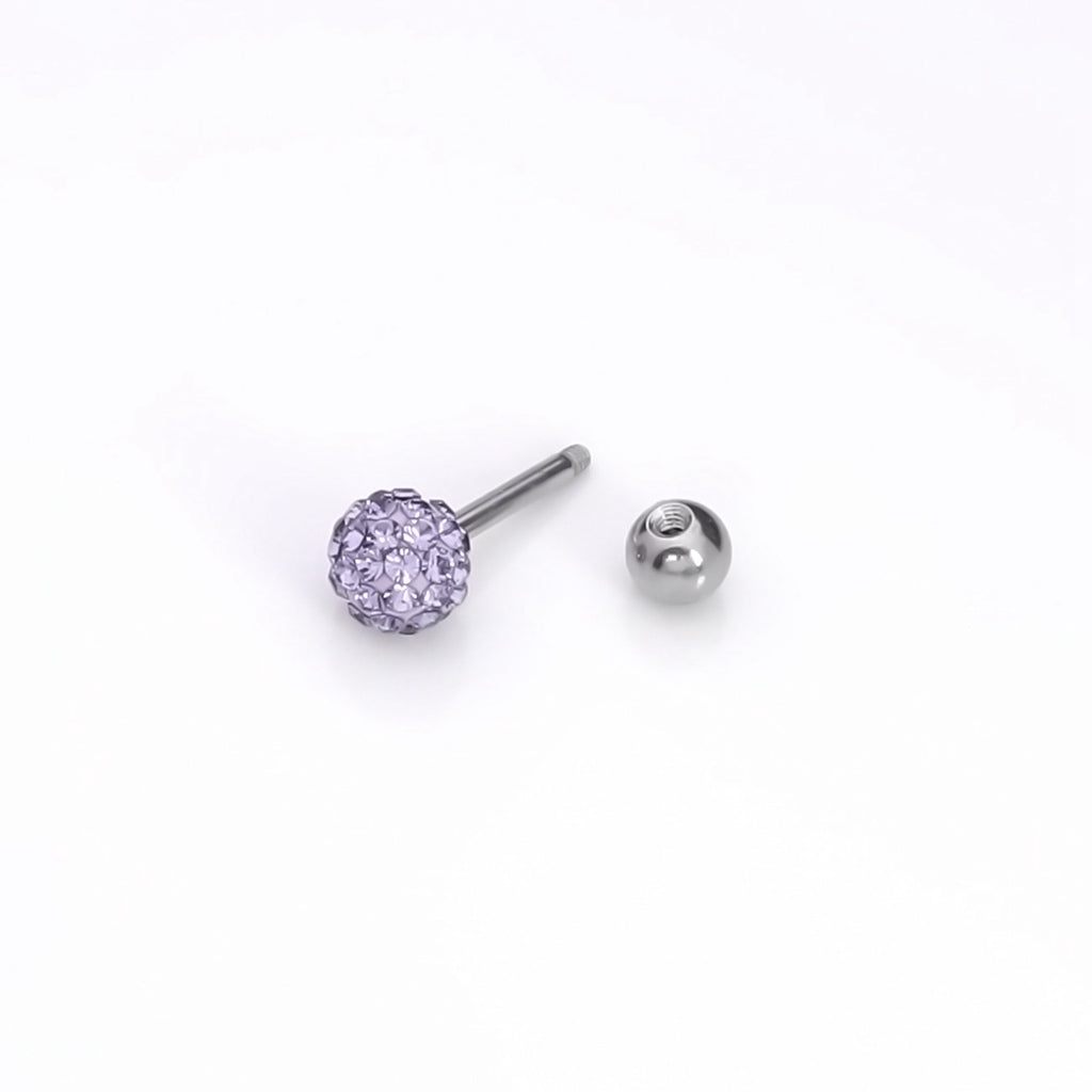 Ferido Crystal Disco Ball Top Tragus Barbell - Tanzanite-Tragus | Cartilage | Daith | Conch-2-Glitters