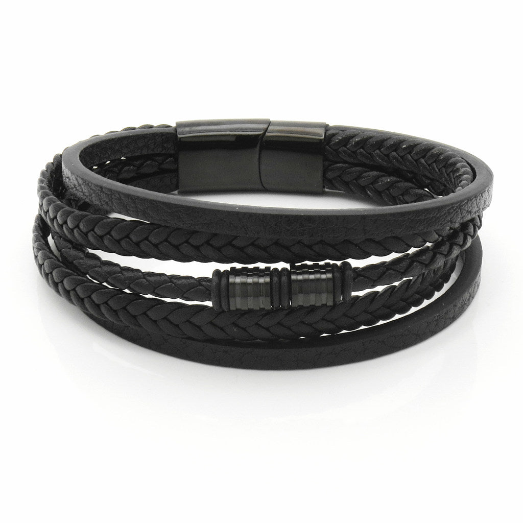 アクセサリー 20471120 Leather Bracelet black Multilayer Black Leather Bracelet