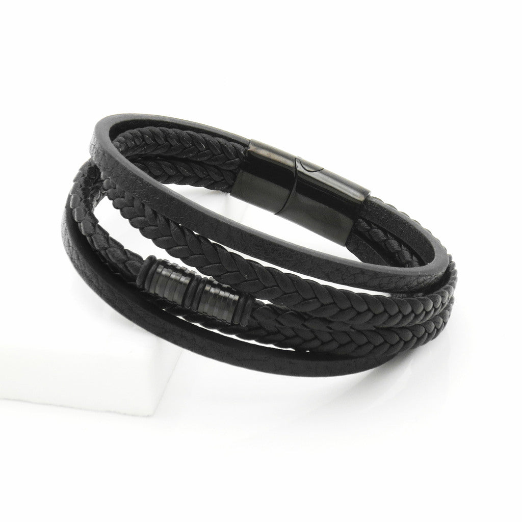 アクセサリー 20471120 Leather Bracelet black Multilayer Black Leather Bracelet