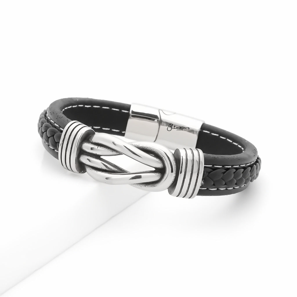 Love Knot Symbol Black Leather Bracelet