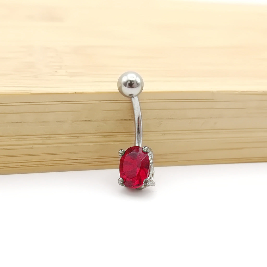 Oval CZ Belly Button Rings-Belly Rings-1-Glitters