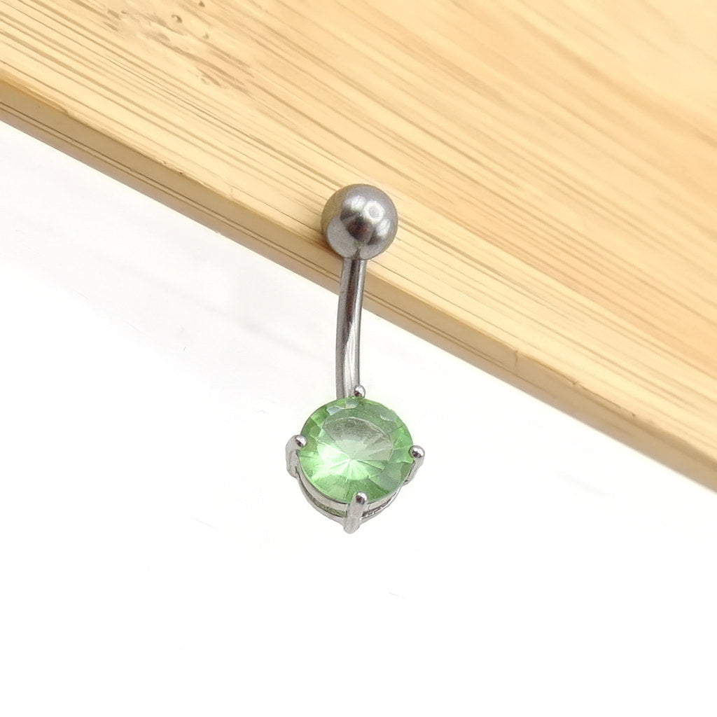 Round CZ Belly Button Rings-Belly Rings-1-Glitters