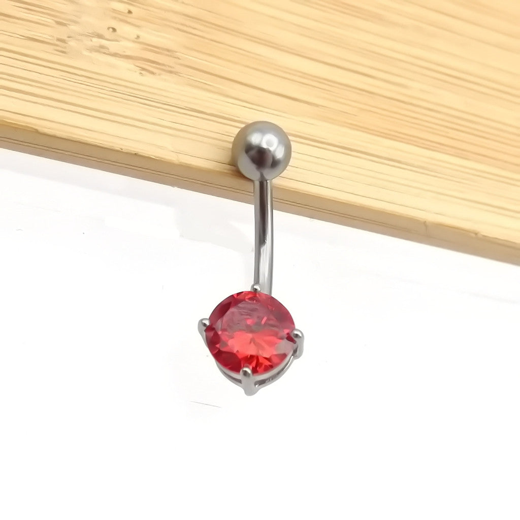 Round CZ Belly Button Rings-Belly Rings-2-Glitters
