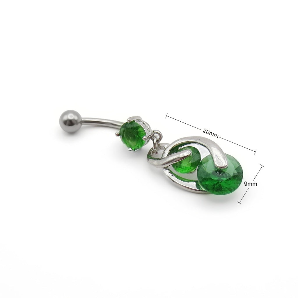 3 Round CZ Belly Button Ring-Belly Rings-3-Glitters