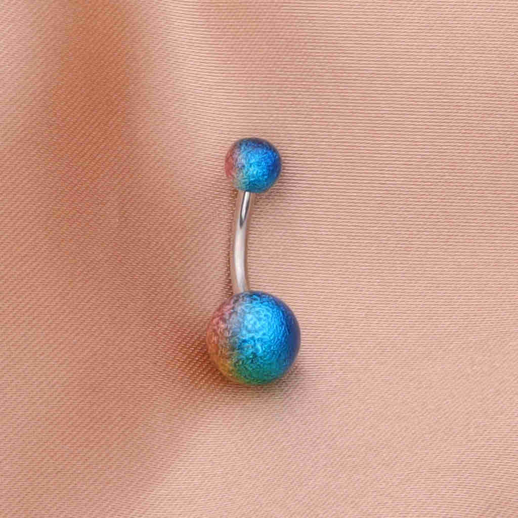 Multi Colour Acrylic Balls Belly Button Navel Ring - Blue/Green-Belly Rings-3-Glitters