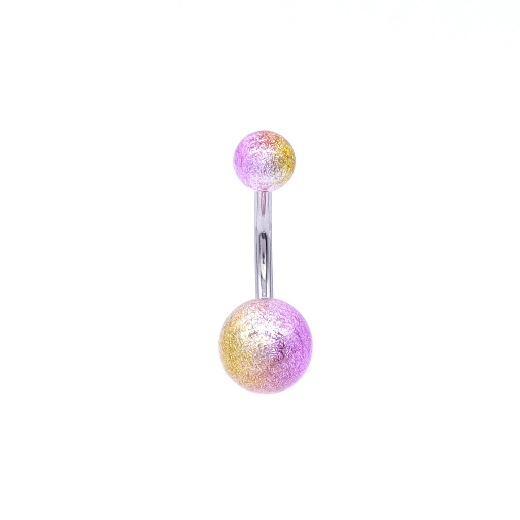 Multi Colour Acrylic Balls Belly Button Navel Ring - Gold/Purple-Belly Rings-1-Glitters