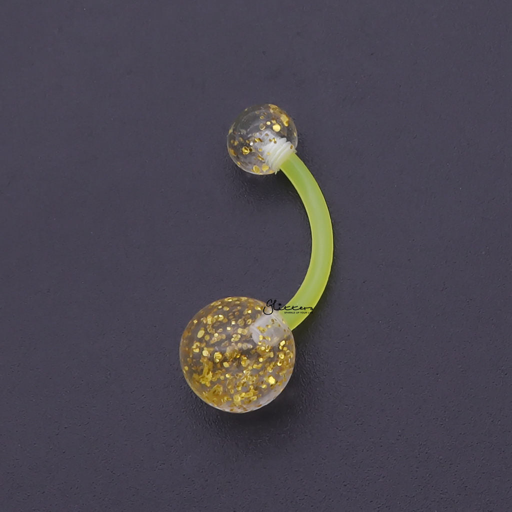 Glitters Acrylic Balls Belly Button Ring - Yellow-Belly Rings-2-Glitters