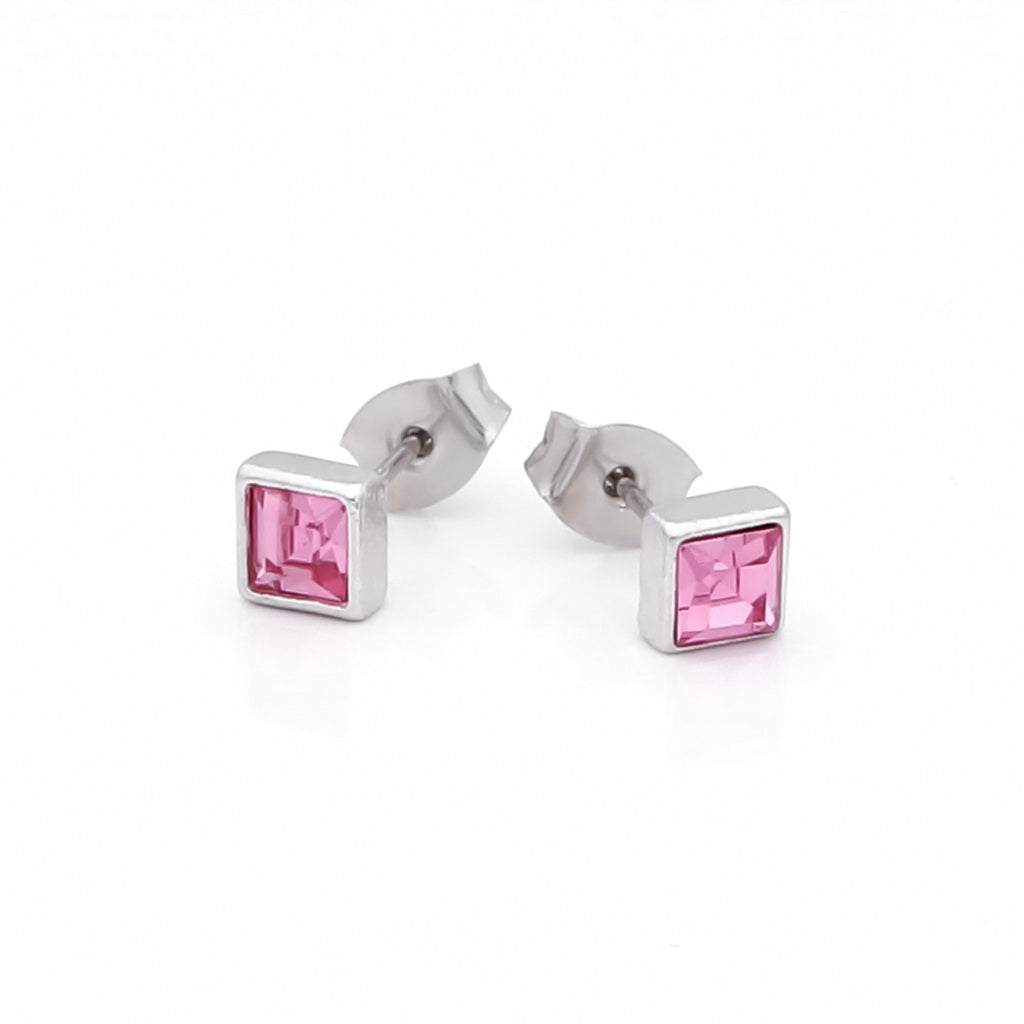 Square Crystal Stud Earrings-Stud Earrings-7-Glitters