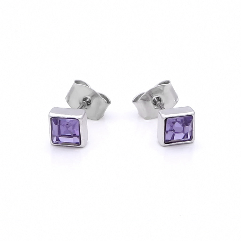 Square Crystal Stud Earrings-Stud Earrings-6-Glitters