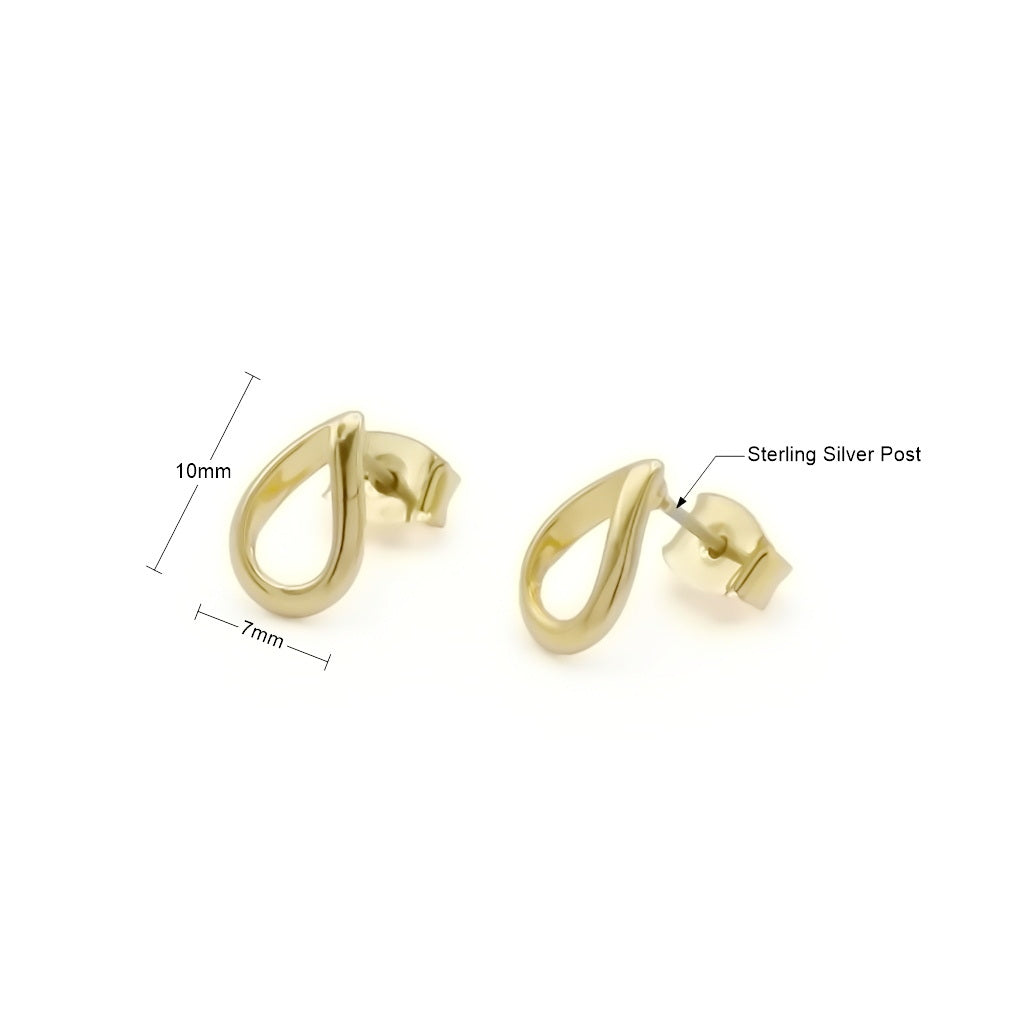 Gold Hollow Teardrop Stud Earrings-Stud Earrings-2-Glitters