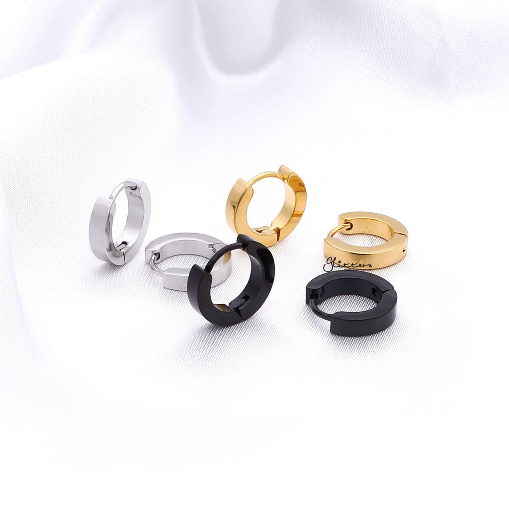 18K Gold IP Stainless Steel Hinged Hoop Earrings - 3X9-Hoop Earrings-3-Glitters