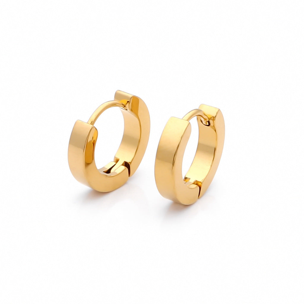 18K Gold IP Stainless Steel Hinged Hoop Earrings - 3X9-Hoop Earrings-1-Glitters