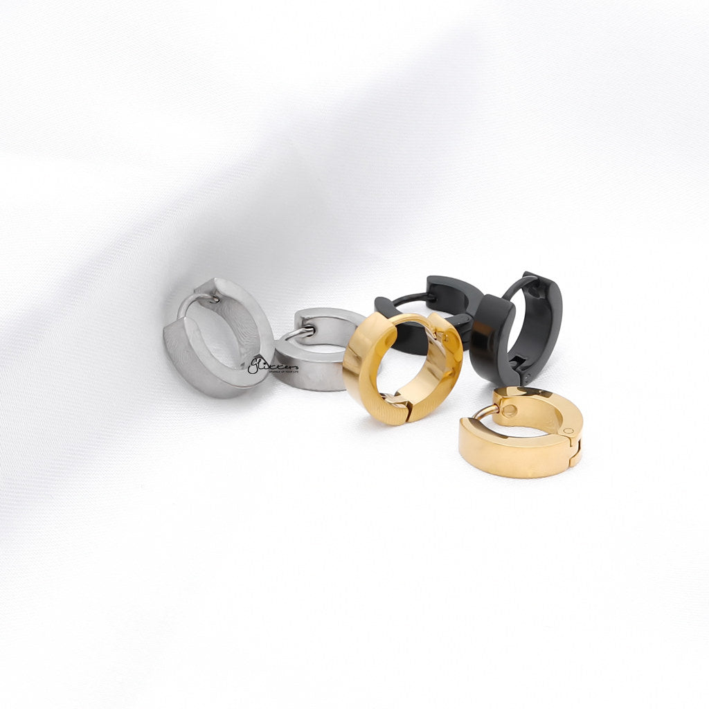 Sterling Silver Rectangle Charm Huggie Hoop Earrings | Glitters